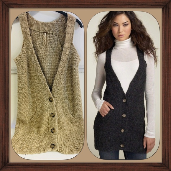 Free People Jackets & Blazers - Free People Tan Lambs Wool napilo Vest Size M EUC